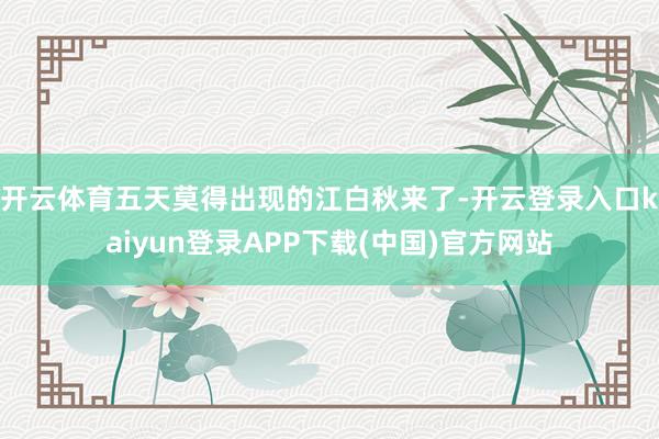 开云体育五天莫得出现的江白秋来了-开云登录入口kaiyun登录APP下载(中国)官方网站